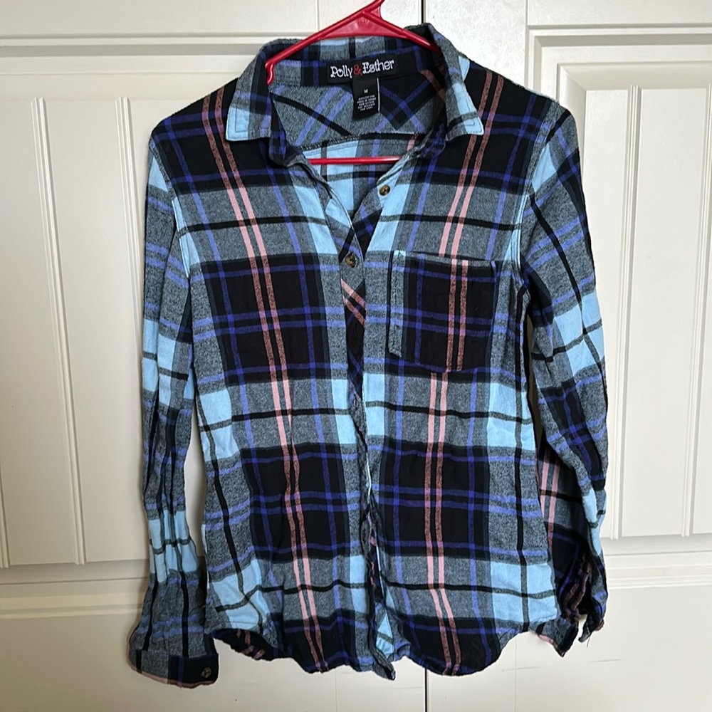 Blue/light pink flannel